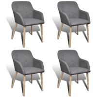 VidaXL Eetkamerstoelen 4 st stof en massief eikenhout donkergrijs - thumbnail