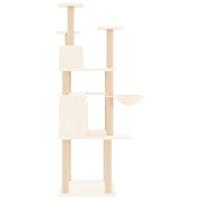 Kattenmeubel met sisal krabpalen 166 cm crèmekleurig - thumbnail