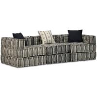 vidaXL Poef driezits modulair stof gestreept grijs - thumbnail