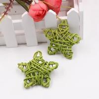 10 stuks 6cm kunstmatige stro bal DIY decoratie rotan sterren Christmas decor Home ornament Supplies (groen) - thumbnail