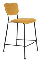 Zuiver Barstoel 'Benson' Ribstof, kleur Okergeel (zithoogte 65cm) - thumbnail