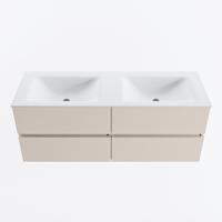 MONDIAZ VICA 130cm badmeubel onderkast Linen 4 lades. Wastafel CLOUD dubbel 2 kraangaten, kleur Talc. - thumbnail