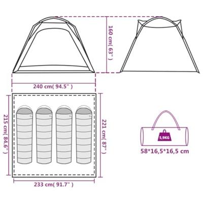 Tent 4-persoons waterdicht snelontgrendeling groen