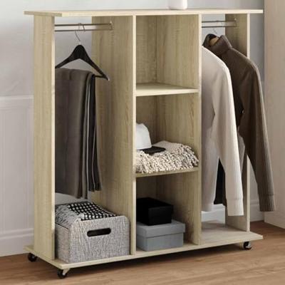 VidaXL Kledingkast met wielen 102x38x110 cm bewerkt hout sonoma eiken