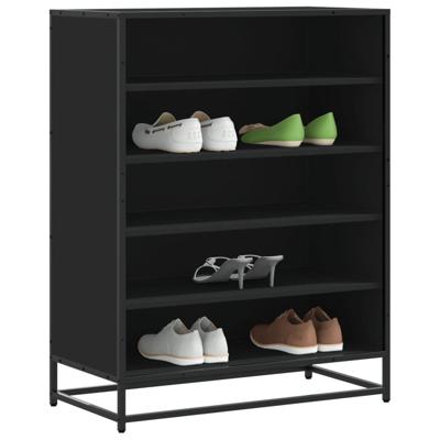 Schoenenkast 75x38x97,5 cm bewerkt hout en metaal zwart