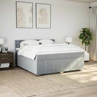 Boxspring met matras stof lichtgrijs 90x190 cm - thumbnail
