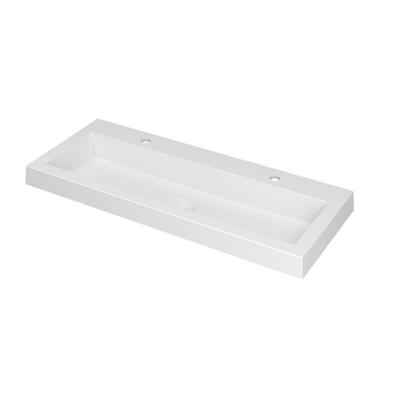 INK Dock Wastafel Polystone met 2 Kraangaten - 1000x400x60 mm - Mat Wit