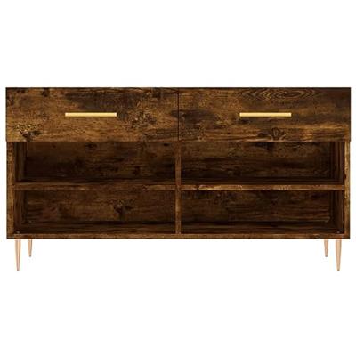 Schoenenbank 102x35x55 cm bewerkt hout gerookt eikenkleurig