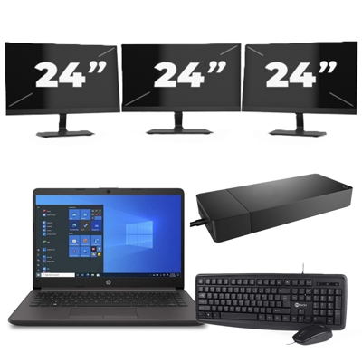 HP 240 G8 - Intel Core i3-10e Generatie - 14 inch - 8GB RAM - 256GB SSD - Windows 11 Home + 3x 24 inch Monitor HP 240 G8 - Intel Core i3-10e Generatie - 14 inch - 8GB RAM - 256GB SSD - Windows 11 Home + 3x 24 inch Monitor