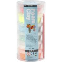 Foam Clay pastel kleuren glitter, 6x14gr. - thumbnail