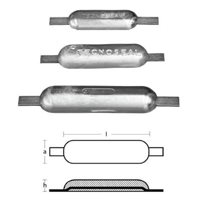 TEN00301 - ZINK OVALE ANODE 200X25X5MM 1KG