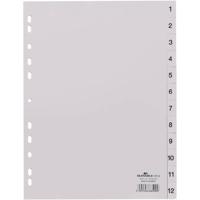 Durable 6512 Register DIN A4 1-12 Kunststof Grijs 12 tabbladen Bedrukte tabs 651210 - thumbnail