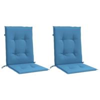 Stoelkussens 2 st lage rug 100x50x4 cm stof gemleerd blauw - thumbnail