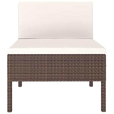 Tuinstoelen 3 st met kussens poly rattan bruin