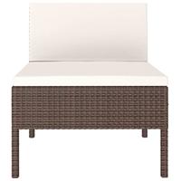 Tuinstoelen 3 st met kussens poly rattan bruin - thumbnail