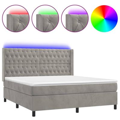 Boxspring met matras en LED fluweel lichtgrijs 160x200 cm
