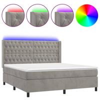 Boxspring met matras en LED fluweel lichtgrijs 160x200 cm - thumbnail