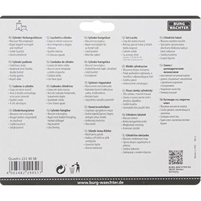 Burg Wächter 4er Set Set Quadro 222 40 SB Hangslot Gelijksluitend Messing Sleutelslot Burg Wächter 4er Set Set Quadro 222 40 SB Hangslot Gelijksluitend Messing Sleutelslot