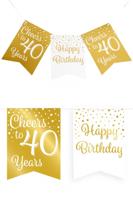 Verjaardagsslinger Vaandel 40 Jaar Goud/Wit (6m) - thumbnail