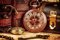 Foto Glas Art - Vintage uurwerk, 120x80cm, bruin/brons, prachtig voor in woon en of slaapkamer, inclusief ophang materiaal - thumbnail