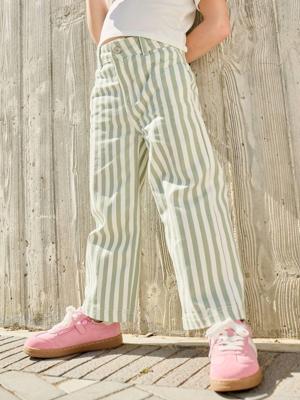 Gestreept broek voor meisjes saliegroen Gestreept broek voor meisjes saliegroen