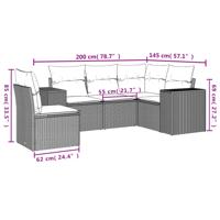 6-delige Loungeset met kussens poly rattan zwart - thumbnail