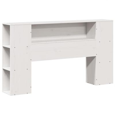 Bed met boekenkast zonder matras massief hout wit 160x200 cm - thumbnail