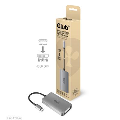 Club 3D USB 3.2 Gen1 type-C naar DVI-D HDCP off version adapter Club 3D USB 3.2 Gen1 type-C naar DVI-D HDCP off version adapter