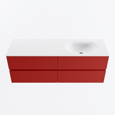 MONDIAZ VICA 140cm badmeubel onderkast Fire 4 lades. Wastafel MOON rechts zonder kraangat, kleur Talc.