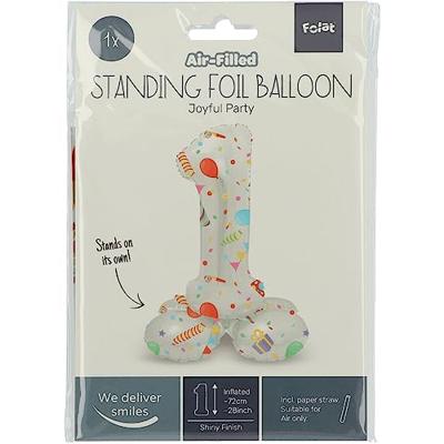 Folat BV staande folieballon joyful party cijfer 1 -72cm