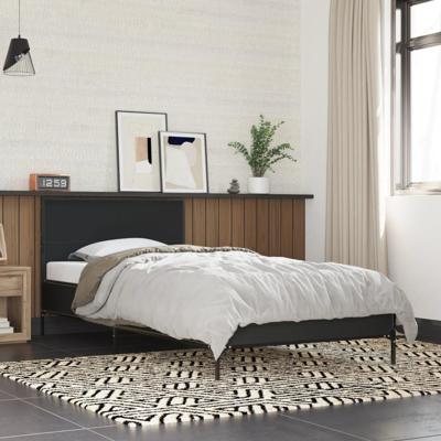 Bedframe bewerkt hout en metaal zwart 90x200 cm