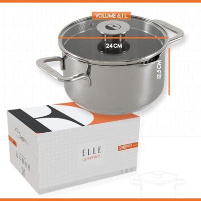 ELLE Gourmet Classique Kookpan met Deksel - Ø 24 cm - RVS