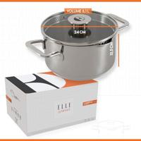 ELLE Gourmet Classique Kookpan met Deksel - Ø 24 cm - RVS - thumbnail