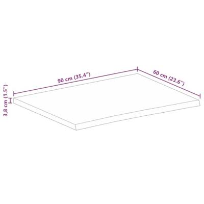 Tafelblad met natuurlijke rand 90x60x3,8 cm massief mangohout