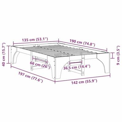 Bedframe met opslag Bruin 135 x 190 cm Grenenhout Bedframe met opslag Bruin 135 x 190 cm Grenenhout