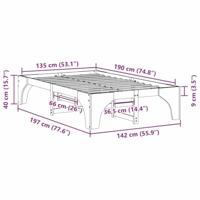 Bedframe met opslag Bruin 135 x 190 cm Grenenhout - thumbnail