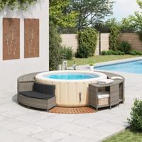 Hottub-ombouw poly rattan massief acaciahout grijs - thumbnail