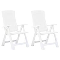 Tuinstoelen 2 st verstelbaar kunststof wit - thumbnail