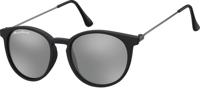 Zonnebril Montana met Revo rond spiegelglas mat zwart - thumbnail
