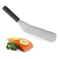 Metaltex plancha rechthoekige barbecue spatel 35 cm rvs/zwart - thumbnail