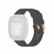Fitbit Versa 3/4 & Sense 1/2 Canvas nylon bandje - Donkergrijs - thumbnail