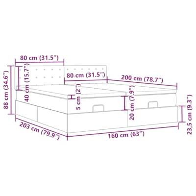 Ottoman bed met matrassen 160x200cm fluweel zwart