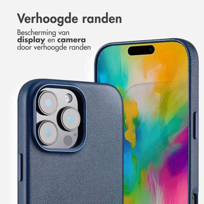 Accezz MagSafe Leather Backcover voor iPhone 16 Pro Max Telefoonhoesje Blauw