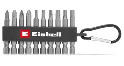 Einhell Karabiner Bit Set 10tlg 118623 Bitset 1/4 (6.3 mm), PH, PZ, Torx, Zeskant