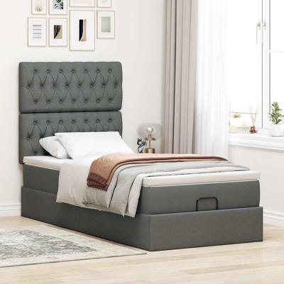 Ottoman bed met matras 80x200cm stof donkergrijs
