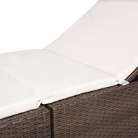 Ligbed met kussen poly rattan bruin - thumbnail