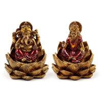 Goudkleur Ganesh & Lakshmi Lotus Set van 2 - thumbnail