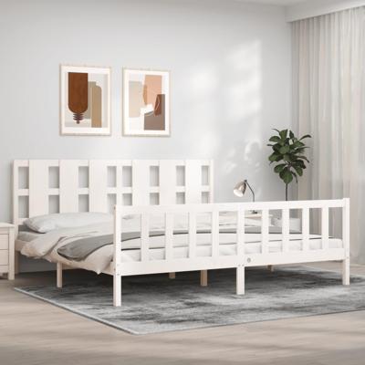 Bedframe zonder matras massief grenenhout wit 200x200 cm