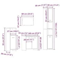 4-delige Badkamermeubelset bewerkt hout oud houtkleurig - thumbnail