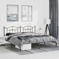 Bedframe met hoofdbord metaal zwart 193x203 cm - thumbnail